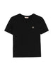 T-shirt donna Twinset nera con logo Oval T in metallo e strass