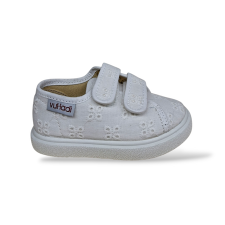 Sneakers Bambina Bianco Sangallo VUL-LADI con Velcro – Scarpe Casual Scuola Taglie 21-30