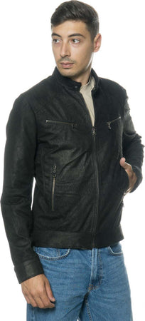 U06---Giacca-Uomo-Nera-in-vera-pelle-Effetto-Antichizzato