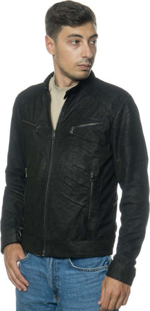 U06---Giacca-Uomo-Nera-in-vera-pelle-Effetto-Antichizzato