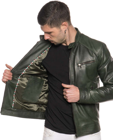 U06---Giacca-Uomo-Verde-in-vera-pelle