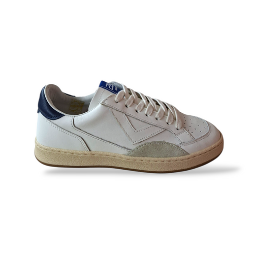 Sneakers bambino 2B12 Junior Play bianche blue pelle laccio