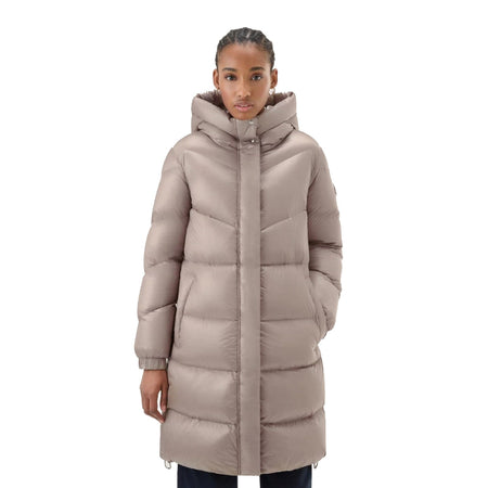 Woolrich giacche donna woolrich - aliquippa long puffer jacket - beige da donna