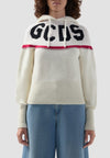 GCDS FELPA LOGO KNIT CROPPED HOODIE da donna