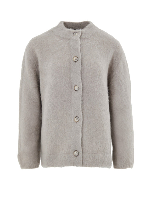 Gran Sasso Cardigan con Colletto alla Corena in Tortora da donna