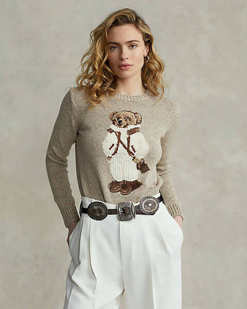 Ralph Lauren Maglione Donna Girocollo Beige Pullover In Lana Con Polo Bear Invernale Maglioncino Orso Costine Fashion Polo Ralph Lauren Maglia-in-misto-lana-shearling-polo-bear-601352.html?pdpr=y Maglia In Misto Lana Shearlin