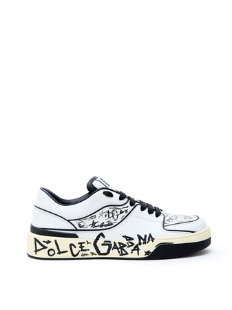 Dolce &amp; Gabbana Sneakers in Nappa con Stampa Graffiti da uomo