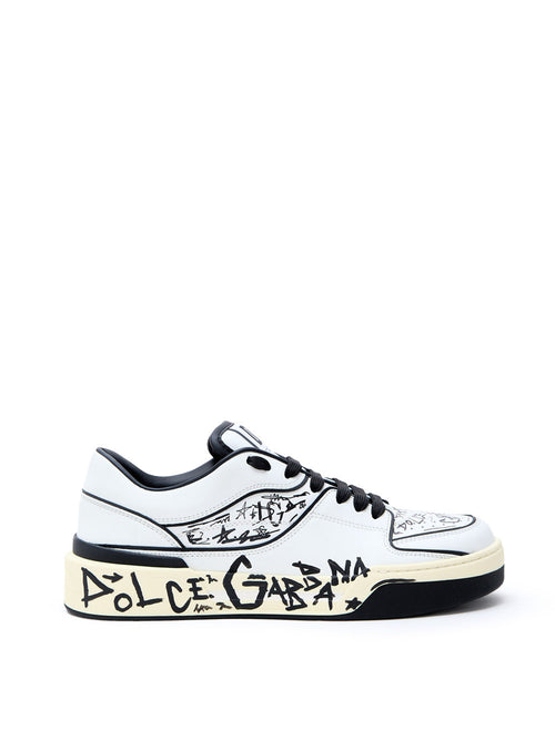 Dolce & Gabbana Sneakers in Nappa con Stampa Graffiti da uomo