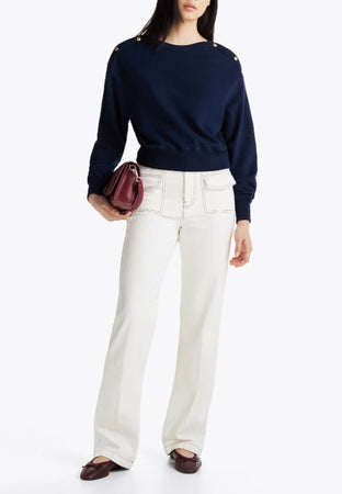 Tommy Hilfiger FELPA GOLD BTN BOAT-NK SWTSHIRT da donna