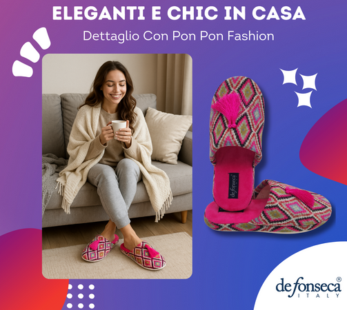 de fonseca Sissy Ciabatte Artistiche da Donna, Pantofole in Cotone, Slippers Comode e Lavabili per Casa