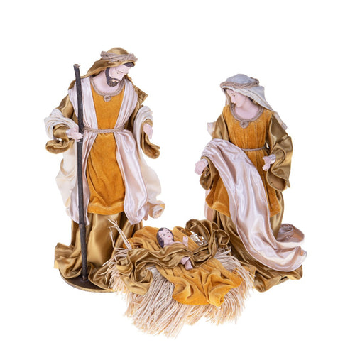Natività completa per presepe in tessuto set da 3 statue decorazione natalizia h 36 cm