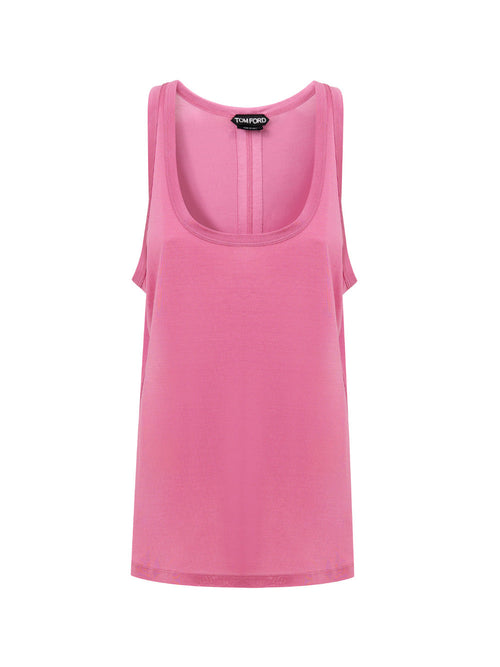 Tom Ford Top smanicato in seta rosa da donna