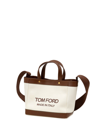 Tom Ford Borsa T-Screw Tote in Canvas Beige da donna