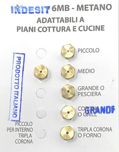 UGELLI CUCINA INDESIT PIANO COTTURA GAS 5 FUOCHI + FORNO - GAS METANO - 6MB Casa e cucina/Utensili da cucina/Bruciatori da cucina Rossi Ricambi - Venetico Marina, Commerciovirtuoso.it