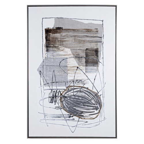 Quadro olio Crown dipinto su tela con applicazioni metalliche struttura in legno di abete cornice in plastica