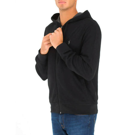Ralph Lauren Felpa Uomo Neracon Cappuccio Felpa Tinta Unita Logo Casual Full Zip E Maniche Lunghe Con Logo Pony Ricamato Ralph Polo