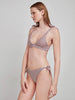 Costume Gisela 2/30226BT taglia S, bikini fantasia righe, top triangolo con foam estraibile, slip regolabile con laccetti, tessuto con fibra metallica.