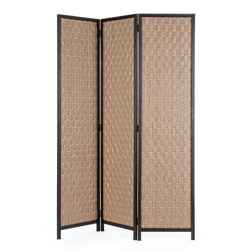 Paravento dheva naturale e verde in bamboo, carta, legno di pioppo, 135 x 180 cm