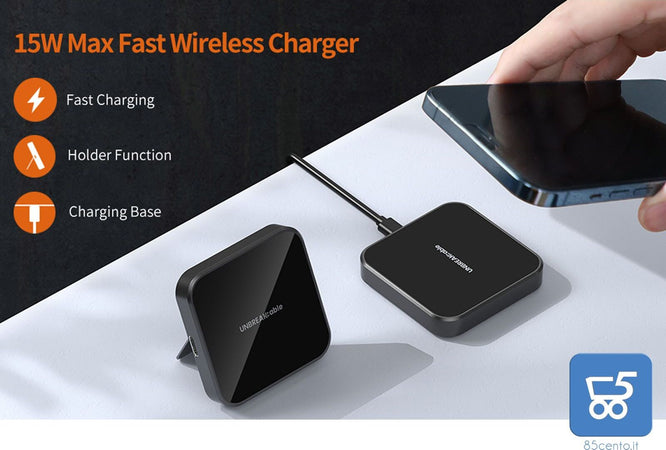 UNBREAKcable 15W Caricatore Wireless Magnetico Veloce, Caricabatterie Rapida Senza Fili Qi, Pad di Ricarica Wireless Rapida per iPhone 13/13 PRO/ 13 PRO Max/ 13 Mini/ 12/12 PRO/ 12 PRO Max/ 12 Mini