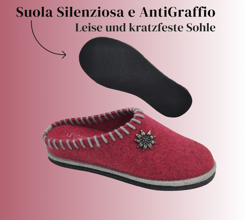 Le Originali Tirolesi Ciabatte Donna in Vera Lana Cotta, Pantofole Invernali 100% Made in Italy, Artigianato Ecosostenibil