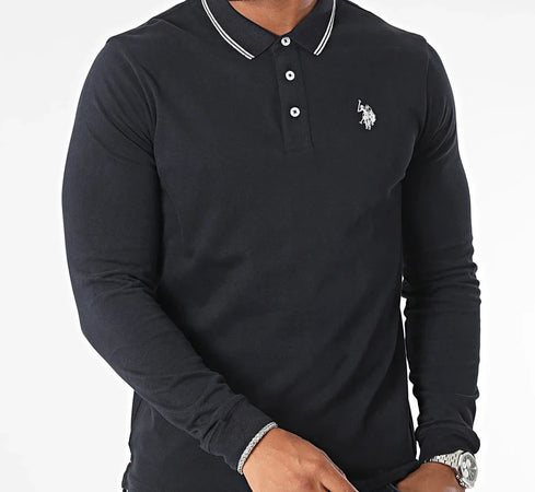 Polo manica lunga blu