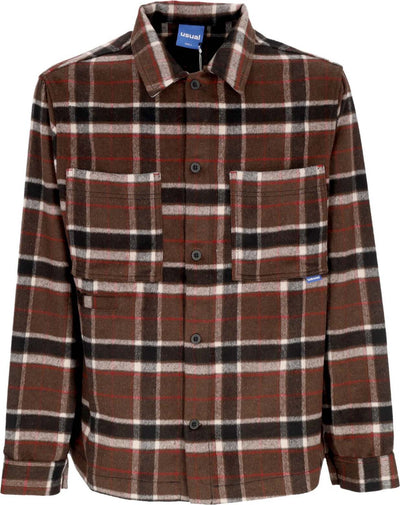 USUAL-Camicia-Manica-Lunga-Uomo-Cervino-Button-Shirt-Brown-da-uomo