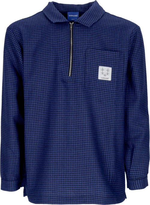 USUAL-Camicia-Manica-Lunga-Uomo-Signature-Shirt-Blue/black-da-uomo