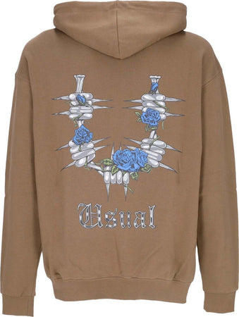 USUAL-Felpa-Cappuccio-Uomo-Barrio-Hoodie-Brown-da-uomo
