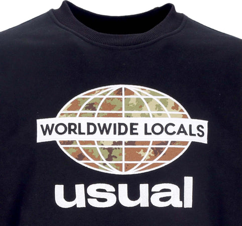 USUAL-Felpa-Leggera-Girocollo-Uomo-Worldwide-Locals-Crewneck-Black-da-uomo
