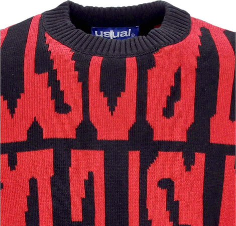 USUAL-Maglione-Uomo-Digi-Sweater-Black/red-da-uomo