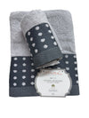 Set Asciugamani 1+1 Via Roma 60 Samba Pois – Spugna di Cotone Jacquard 420 gr/m²