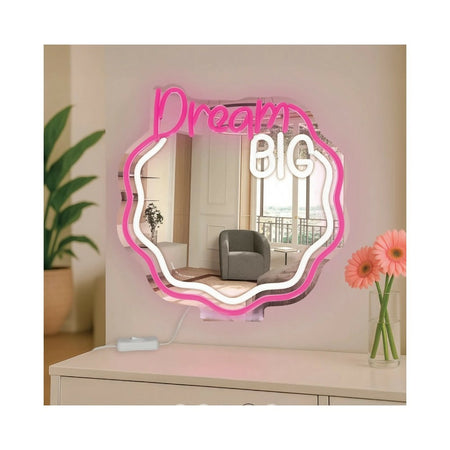 SPECCHIO LUCE LED EFFETTO NEON IT'S A SIGN - DREAM BIG | LEGAMI