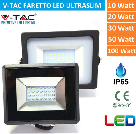 V-TAC FARO FARETTO LED SMD 10W 20W 30W 50W 100W SLIM DA ESTERNO IP65 COLORE NERO Illuminazione/Illuminazione per esterni/Proiettori Trade Shop italia - Napoli, Commerciovirtuoso.it