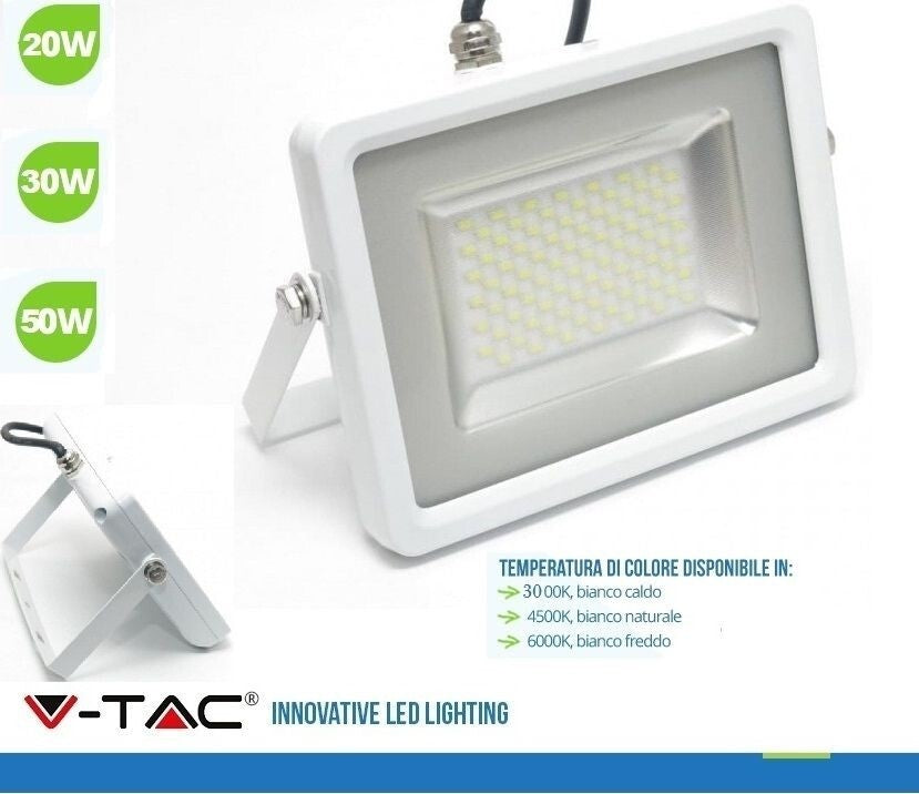 V-TAC VT-4021 E-SERIES FARO LED SMD 20W ULTRA SOTTILE DA Esterno Colore Bianco