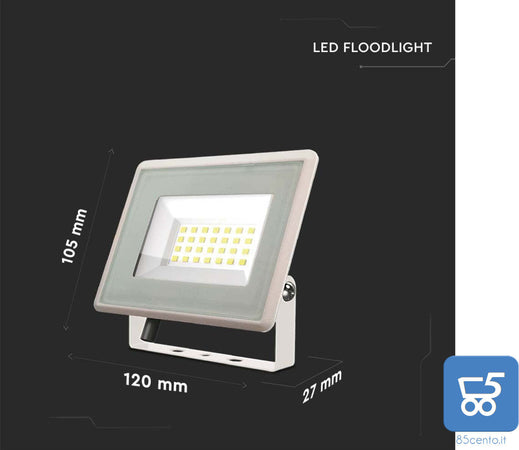 V-Tac Faro Proiettore LED SMD 20W Ultra Sottile Esterno Colore Bianco Naturale 4000K VT-4924
