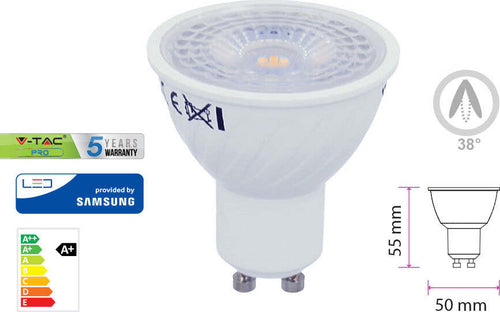 V-TAC-Lampada-Led-GU10-7W60W-220V-38-Gradi-Bianco-Neutro-4000K-Chip-Samsung-Garanzia-5-Anni-Angolo-Stretto-SKU-166