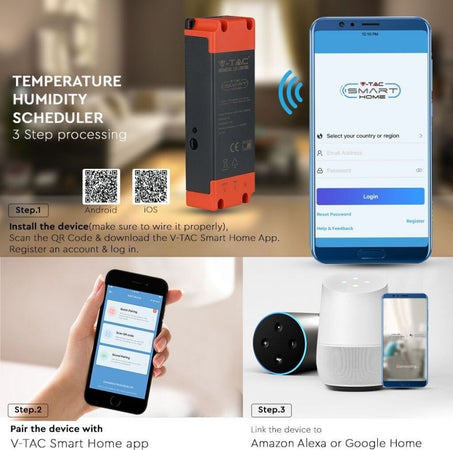 V-TAC SMART HOME VT-5145 Programmatore di Umidità e Temperatura 16A Compatibile ad Amazon Alexa Google Home e Nest - SKU 8467 Giardino e giardinaggio/Termometri e dispositivi metereologici/Igrometri Zencoccostore - Formia, Commerciovirtuoso.it