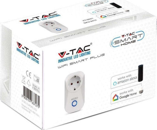 V-Tac Smart VT-5001 Presa 10A Shuko Wi-Fi con Spina Shuko Compatibile Alexa Google Home - SKU 8415 Fai da te/Materiale elettrico/Prese elettriche ed accessori/Spine intelligenti e telecomandate Zencoccostore - Formia, Commerciovirtuoso.it