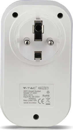 V-Tac Smart VT-5001 Presa 10A Shuko Wi-Fi con Spina Shuko Compatibile Alexa Google Home - SKU 8415 Fai da te/Materiale elettrico/Prese elettriche ed accessori/Spine intelligenti e telecomandate Zencoccostore - Formia, Commerciovirtuoso.it