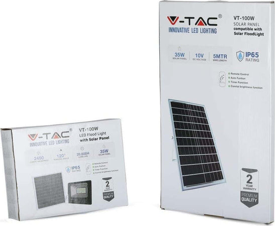 V-TAC VT-100W FARO LED 35W A BATTERIA CON PANNELLO SOLARE E TELECOMANDO Luce Bianco Fredda / Naturale Illuminazione/Illuminazione per esterni/Proiettori Zencoccostore - Formia, Commerciovirtuoso.it