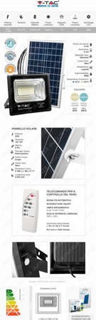 V-TAC VT-100W FARO LED 35W A BATTERIA CON PANNELLO SOLARE E TELECOMANDO Luce Bianco Fredda / Naturale Illuminazione/Illuminazione per esterni/Proiettori Zencoccostore - Formia, Commerciovirtuoso.it