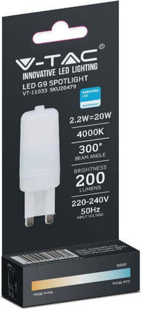 V-TAC VT-11033 LAMPADINA LED G9 2.2W TUBOLARE SPOTLIGHT SMD CHIP SAMSUNG - SKU 20478 / 20479 Illuminazione/Lampadine/Lampadine a LED Zencoccostore - Formia, Commerciovirtuoso.it