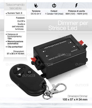 V-TAC VT-2402 Controller per Strip LED 12v e 24v Dimmerabile con Telecomando 3 Tasti (Max 96W)- SKU 3300 Illuminazione/Illuminazione per interni/Illuminazione speciale/Nastri LED Zencoccostore - Formia, Commerciovirtuoso.it