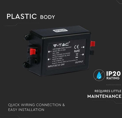 V-TAC VT-2402 Controller per Strip LED 12v e 24v Dimmerabile con Telecomando 3 Tasti (Max 96W)- SKU 3300 Illuminazione/Illuminazione per interni/Illuminazione speciale/Nastri LED Zencoccostore - Formia, Commerciovirtuoso.it