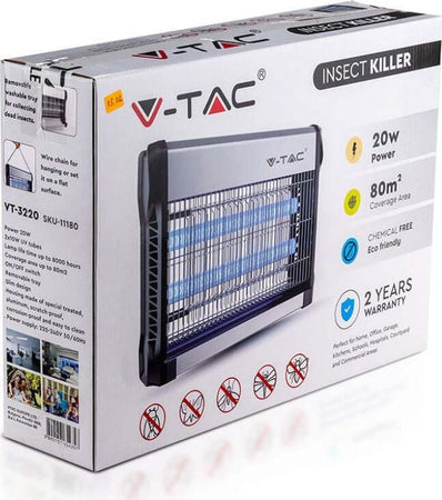 V-TAC VT-3220 ZANZARIERA ELETTRICA INSECT KILLER LAMPADA UV 20W LUCE BLU ATTIRA ED ELIMINA INSETTI - SKU 11180 Giardino e giardinaggio/Giardinaggio/Prodotti fitosanitari e pesticidi/Accessori/Lampadine fulmina-insetti di ricambio Zencoccostore - Formia, Commerciovirtuoso.it