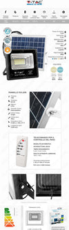V-TAC VT-40W FARO LED 16W A BATTERIA CON PANNELLO SOLARE E TELECOMANDO Luce Bianco Fredda / Naturale Illuminazione/Illuminazione per esterni/Proiettori Zencoccostore - Formia, Commerciovirtuoso.it