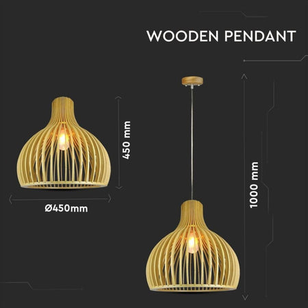 V-TAC VT-4453 Lampadario LED in Legno a Sospensione con Portalampada E27 Paralume a Imbuto SKU 40551 Illuminazione/Illuminazione per interni/Lampadari lampade a sospensione e plafoniere/Lampadari Zencoccostore - Formia, Commerciovirtuoso.it