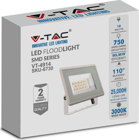 V-TAC VT-4914 FARO LED FLOODLIGHT 10W SMD SLIM IP65 BIANCO 75 lm/W - SKU 6730 / 6731 / 6732 Illuminazione/Illuminazione per esterni/Proiettori Zencoccostore - Formia, Commerciovirtuoso.it