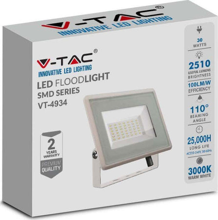 V-TAC VT-4934 FARO LED FLOODLIGHT 30W SMD SLIM IP65 BIANCO 2510 lm - SKU 6746 / 6747 / 6748 Illuminazione/Illuminazione per esterni/Proiettori Zencoccostore - Formia, Commerciovirtuoso.it