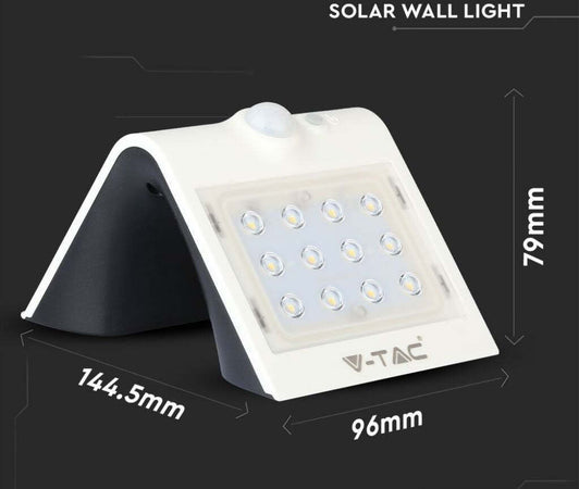 V-TAC VT-767-2 LAMPADA BIANCA DA MURO LED 1,5W CON PANNELLO SOLARE E SENSORE - SKU 8276 Illuminazione/Illuminazione per esterni/Lampade da parete Zencoccostore - Formia, Commerciovirtuoso.it